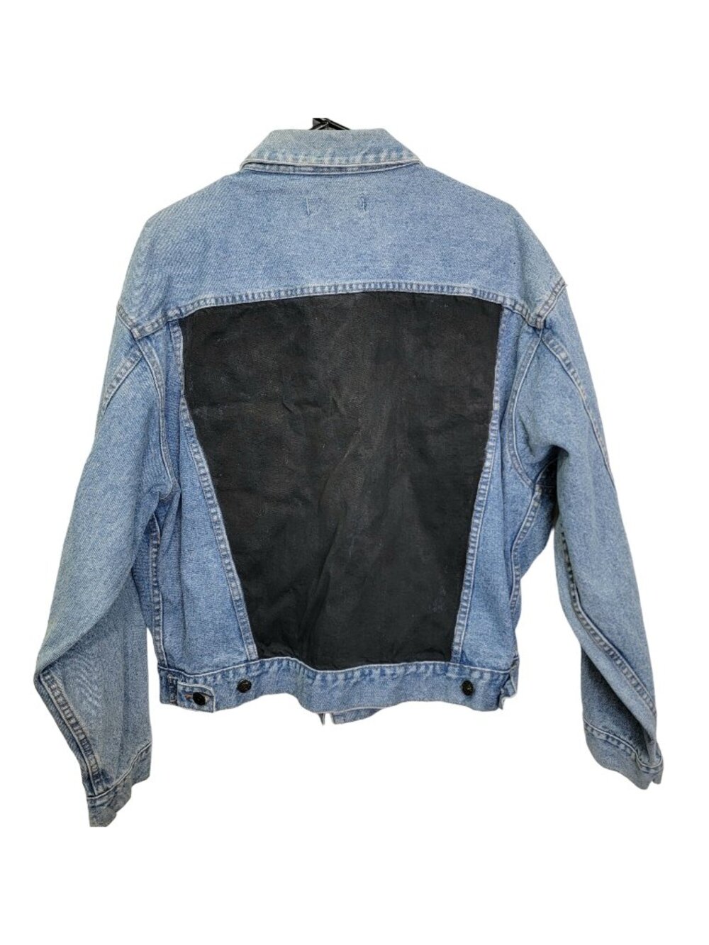 Vintage 90s Denim Jacket Women Medium Wash Dakota Blue Jean Black Coat 10 8 Fall